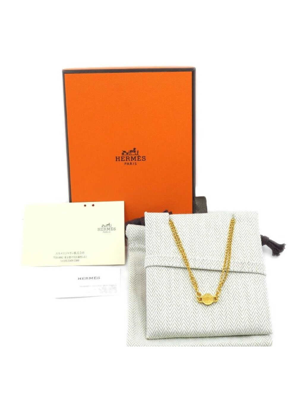 Hermes Pendant Charniere PM Necklace 40 Black Gold - Picture 8 of 8
